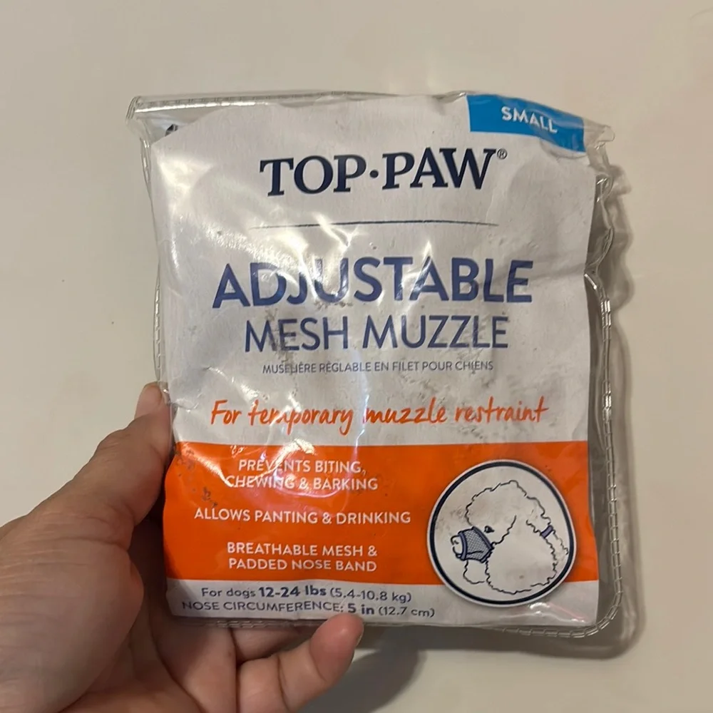 Top Paw Blue and Orange Adjustable Mesh Muzzle